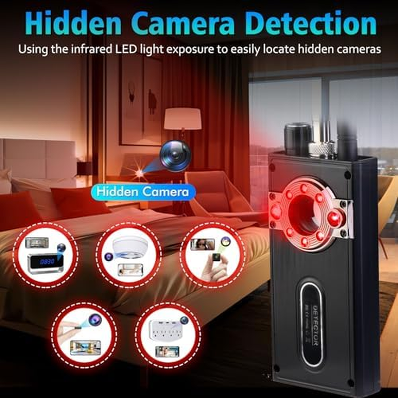JMDHKK Bug Detector, Camera Finder Scanner, Magnetic Device Detector, Find and Locate Eavesdropping Device AI Auto Scan 4-In-1 Easy to Use, Rechargeable （Black - Silver image number 4