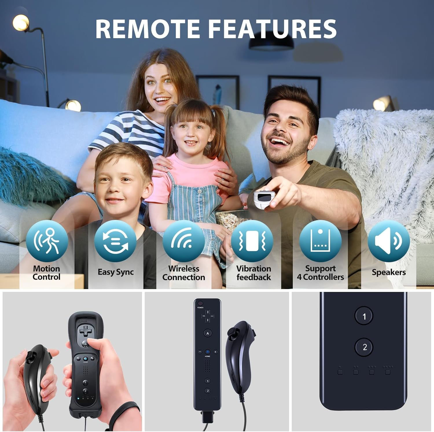 PZL 2 Pack New Remote with Nunchuck for Wii Controller, Compatible with Nintendo Wii/Wii U, with Silicone Case - White and Black image number 4