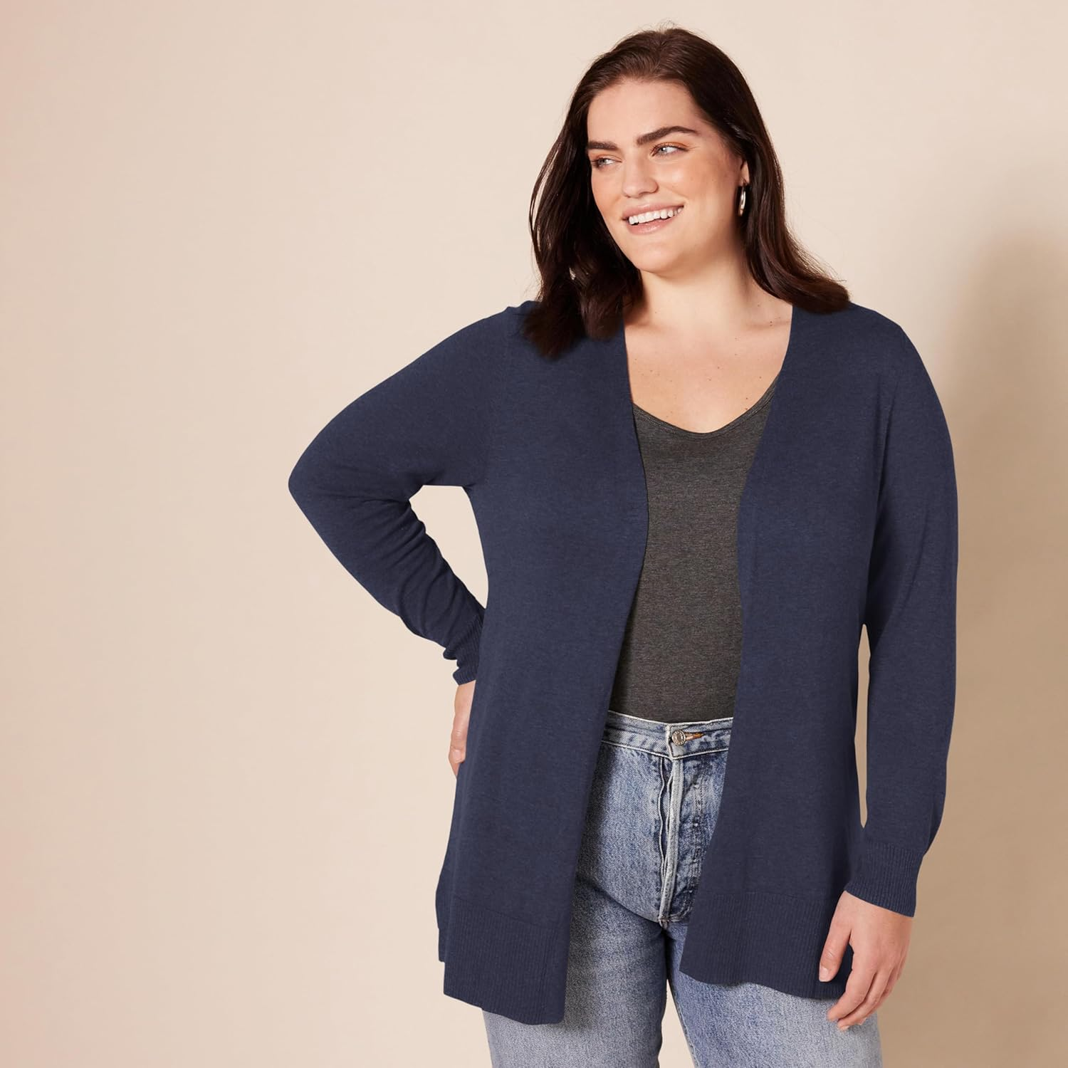 Amazon Essentials Women'S Lightweight Open-Front Cardigan Sweater (Available in plus Size), Navy, 1X