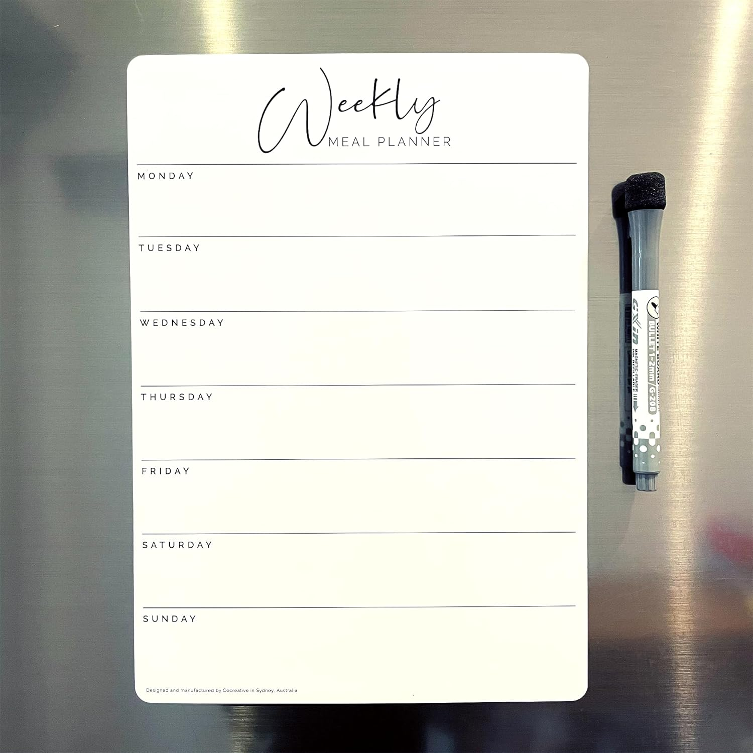 Magnetic Weekly Meal Planner for Fridge & Whiteboard Marker - A4 Planner by Cocreative Design image number 2