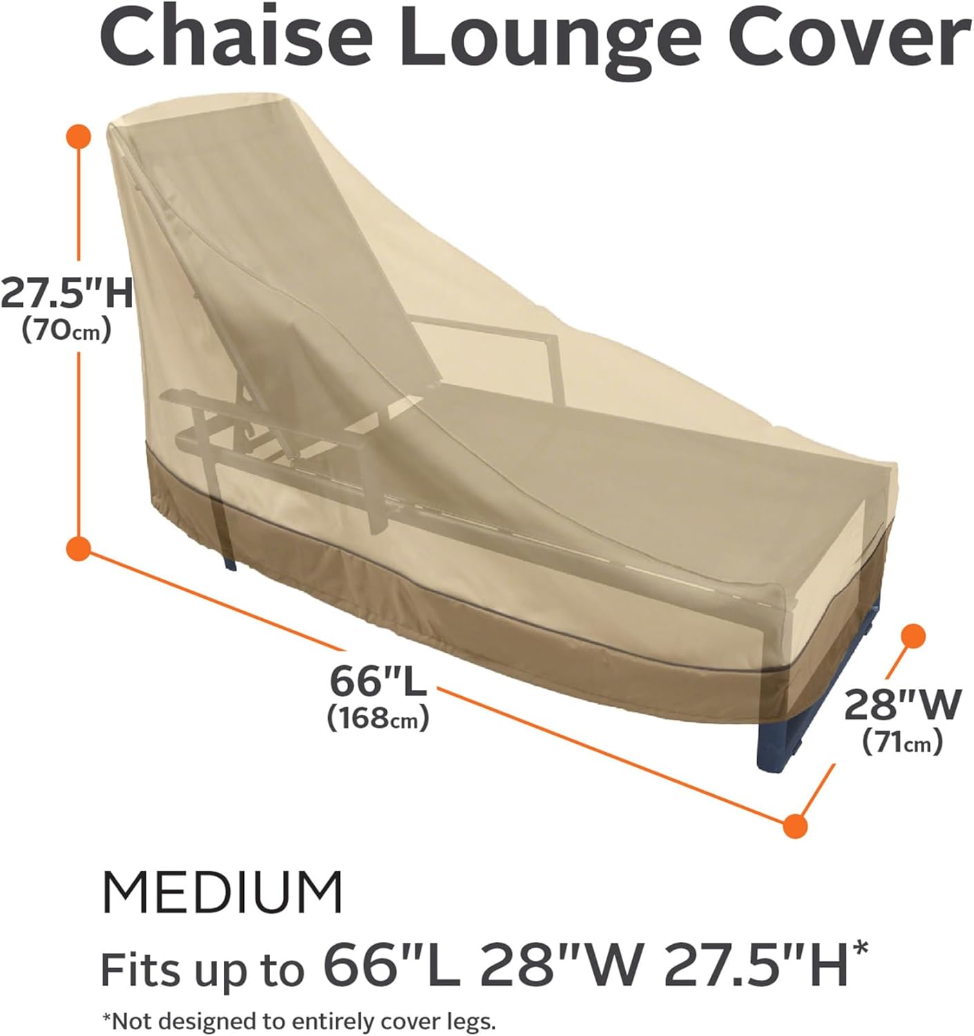 Classic Accessories Veranda Water-Resistant 66 Inch Patio Chaise Lounge Cover, Patio Furniture Covers - 28"D X 66"W X 27.5"H image number 1