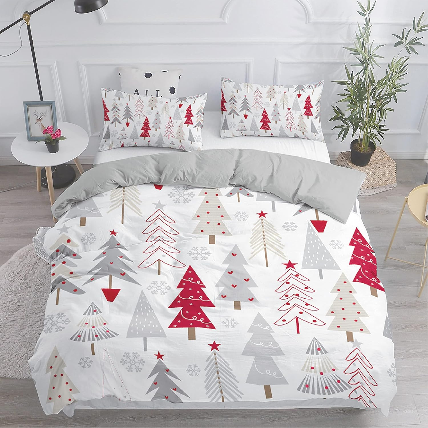 DREAM FIELDS Xmas Tree White Quilt Cover Set (Double) image number 2