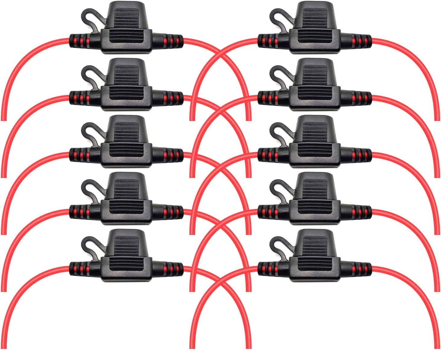 Inline Fuse Holder, VANTRONIK IP65 Waterproof Mini Car Blade Fuse Holder with 16 AWG Gauge 30 Cm Wire for ATM/APM Mini Size Blade Fuse 10 Pack image number 2