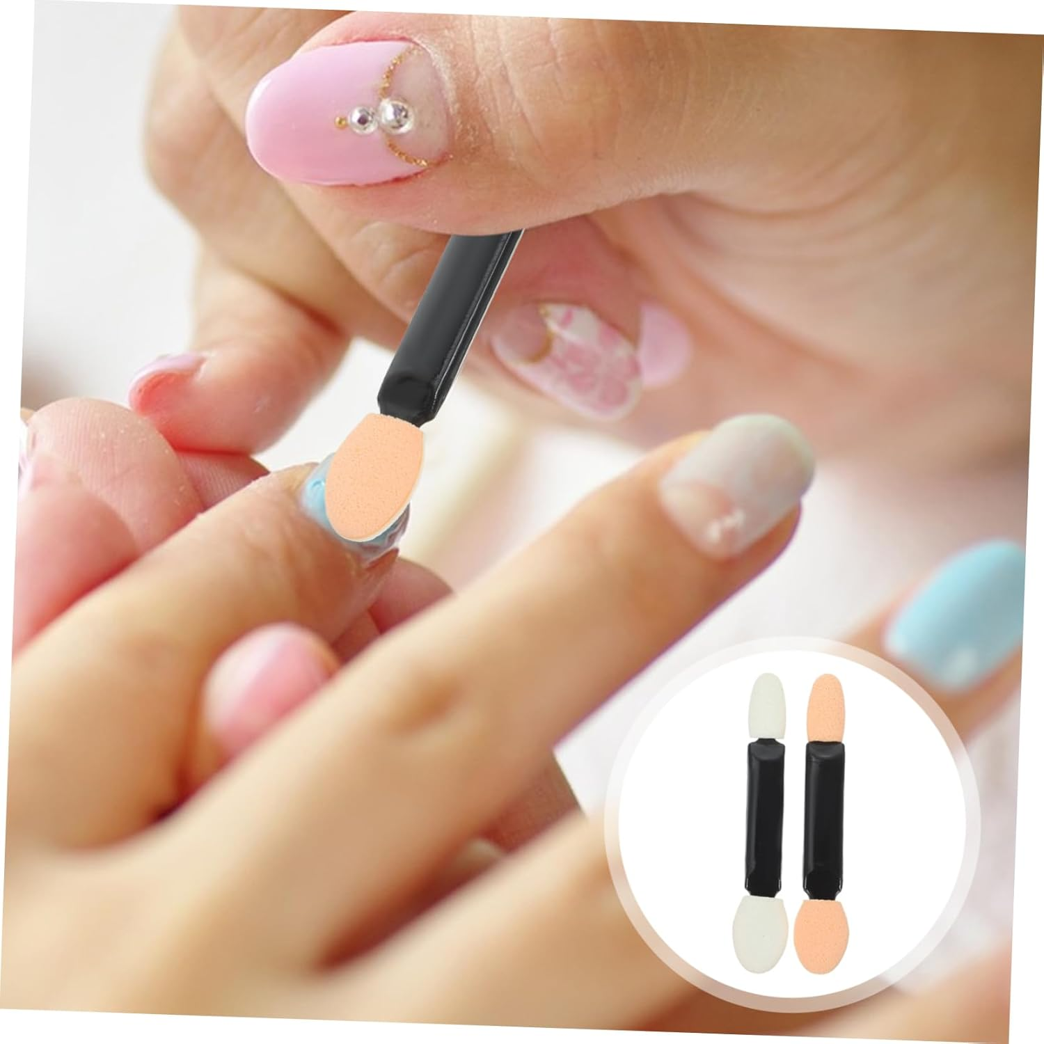 NULYLU 50Pcs Makeup Brushes Sponge Stick for Nail Art Manicure Eyeshadow for Diy Beauty Supplies image number 3