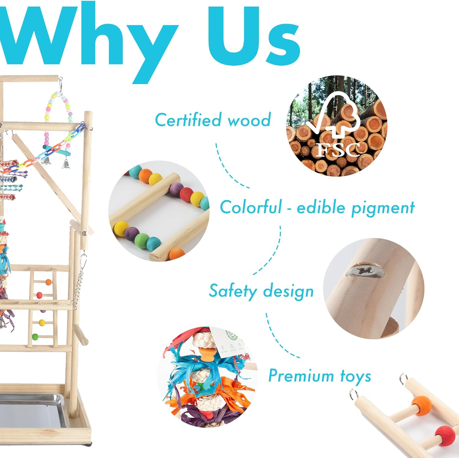 Parrot Playground Large 4 Layers - Small Bird Playground Parakeet Play Stand Bird Gym Parrots Playpen Play Playstand Parrot Tree for Cockatiel Lovebirds Conure Cockatoos Finch Budgies image number 2