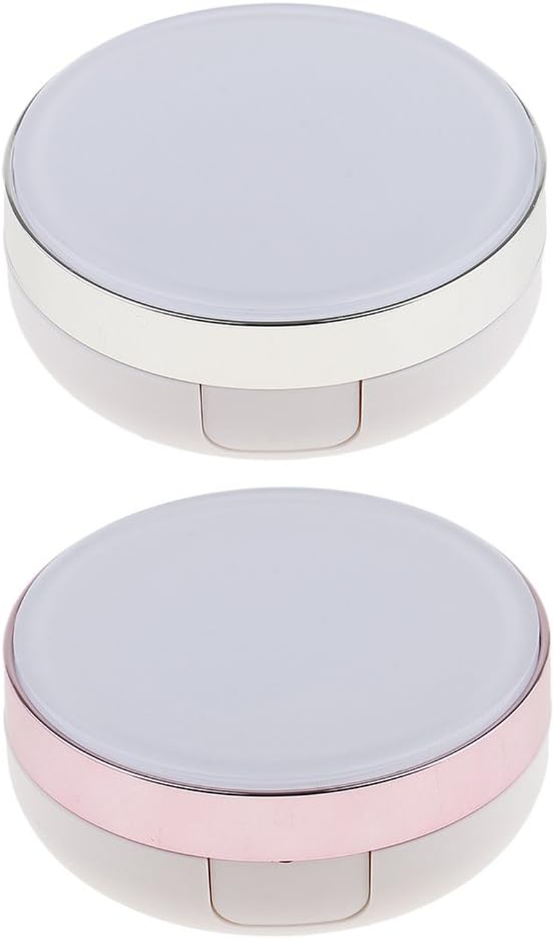 BAOBLADE Empty Luxurious Portable Make-Up Powder Cream Container Air Cushion Puff Case with Powder Puff and Mirror Foundation BB Cream Box Black White Pink Gold Edge - White, as Described