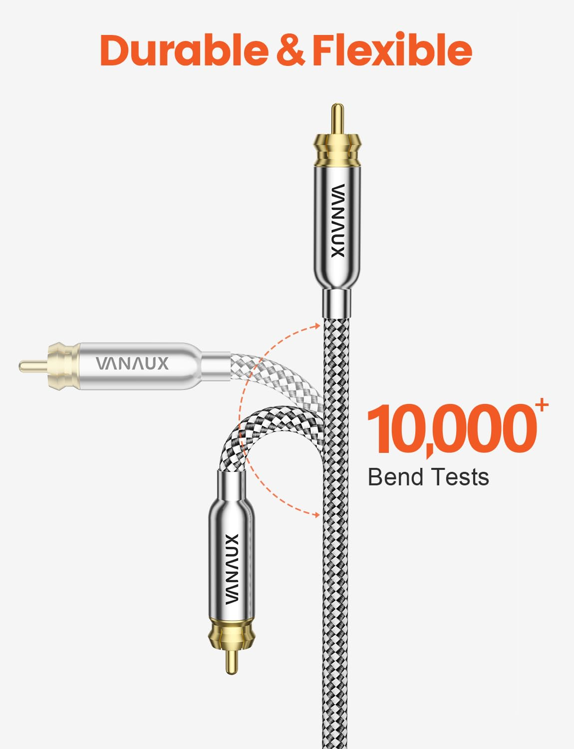VANAUX Subwoofer Cable, Digital Coaxial Audio Cable [Dual Shielded, 24K Gold-Plated RCA to RCA] for Home Theater, HDTV, Car Stereo, Speakers, Hi-Fi Systems (3FT)