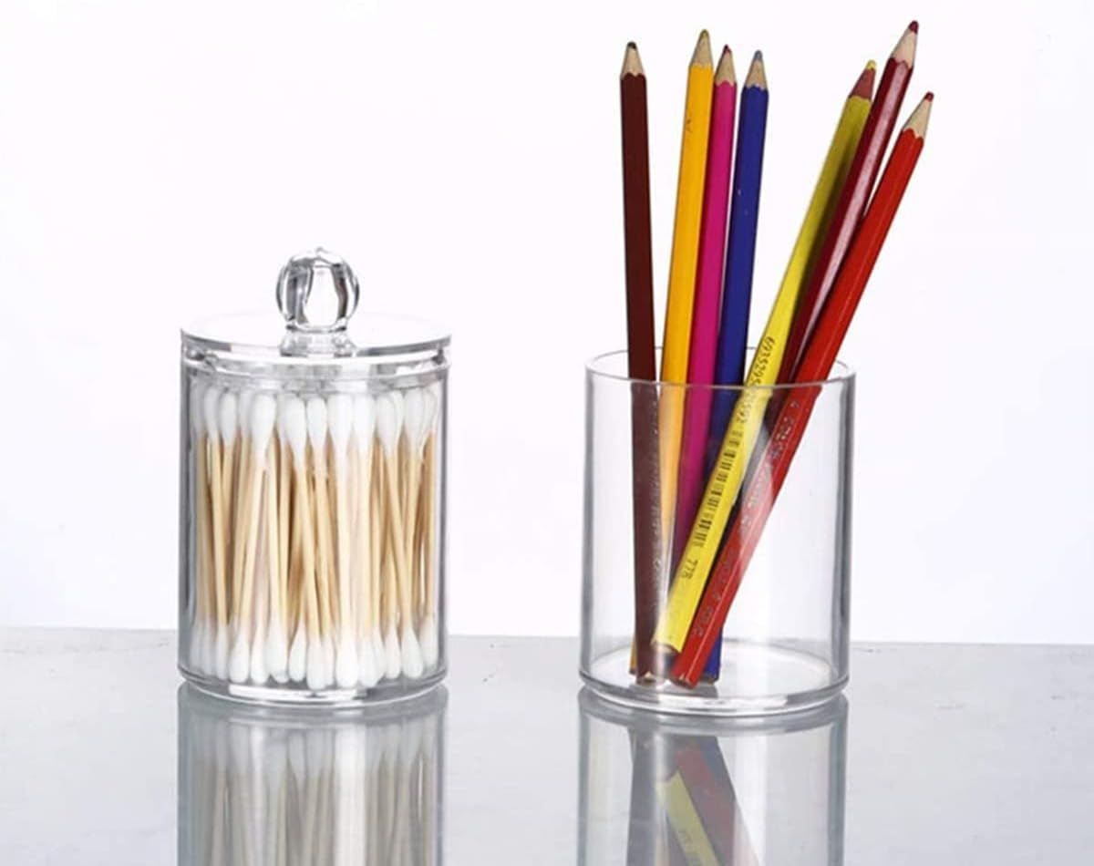 4 Pack Qtip Holder Dispenser for Cotton Ball, Transparent Dust-Proof Cotton Ball Pad Swabs Make up Pads Dispenser, Bathroom Accessories Storage Organization Vanity Makeup Organizer image number 4