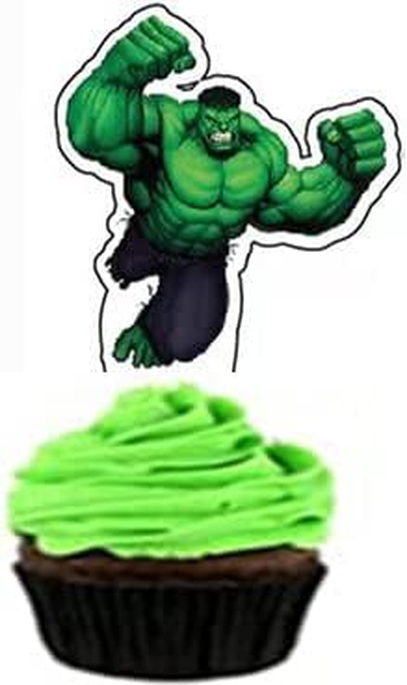 HUA Party Hulk Cake Topper, 48 Pcs, Superhero Birthday Party Supplies Decorations image number 6