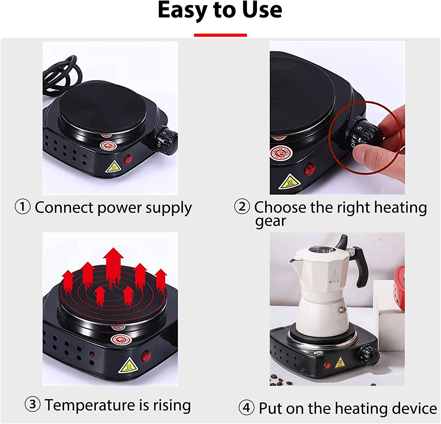 Multifunctional Electric Heating Plate for Melting Wax, Candle Making and More, Small Electric Stove 500W Portable Plate Multifunctional Home Coffee Tea Water Heater image number 5