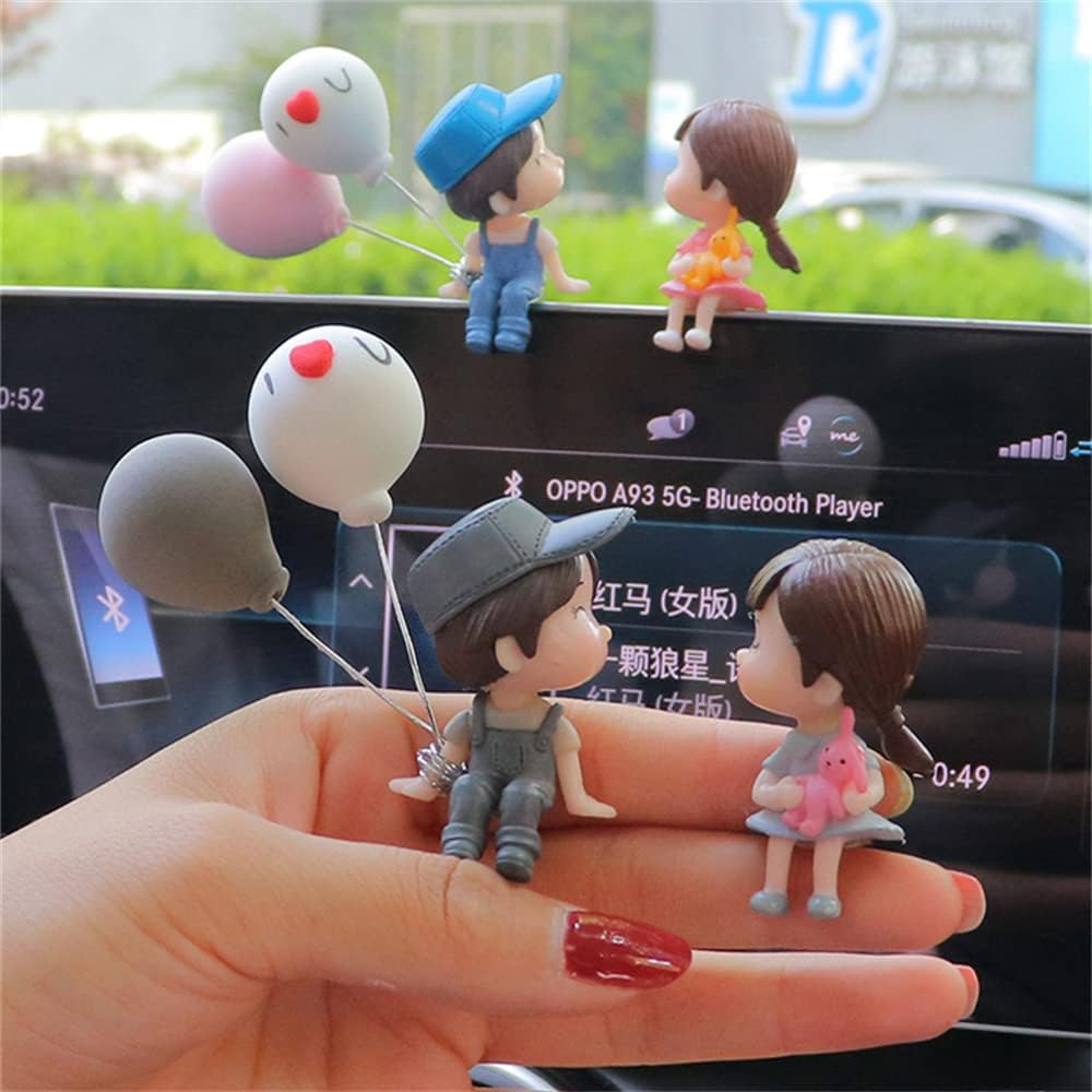 Car Decoration Cute Cartoon Couples,Action Figure Figurines Balloon Ornament,Lovely Couple Car Interior Accessories,Auto Interior Dashboard Accessories for Girls Boys Gifts (A with Balloon) image number 6