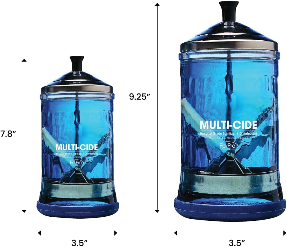 Forpro Multi-Cide Midsize Disinfecting Jar - Disinfectant Glass Jar for Manicure & Spa Implements - 21 Ounces, 8&rdquo; H X 4.25&rdquo; W image number 4