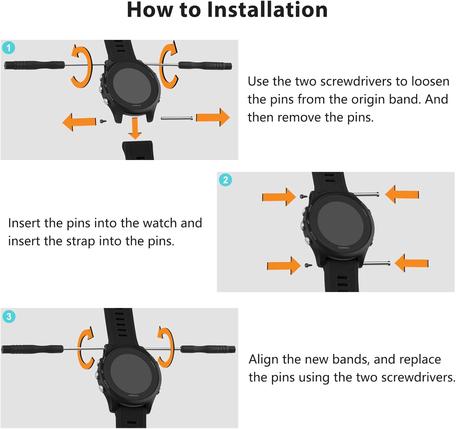 Leonids Bands for Garmin Forerunner 945 Band/Forerunner 935 Bands without Pins, Soft Silicone Sport Band for Garmin Fenix 6 GPS/6 Pro GPS Sapphire, Fenix 5/5 Plus, Approach S60 for Men (Not for Forerunner 945 Music) - Gray image number 2