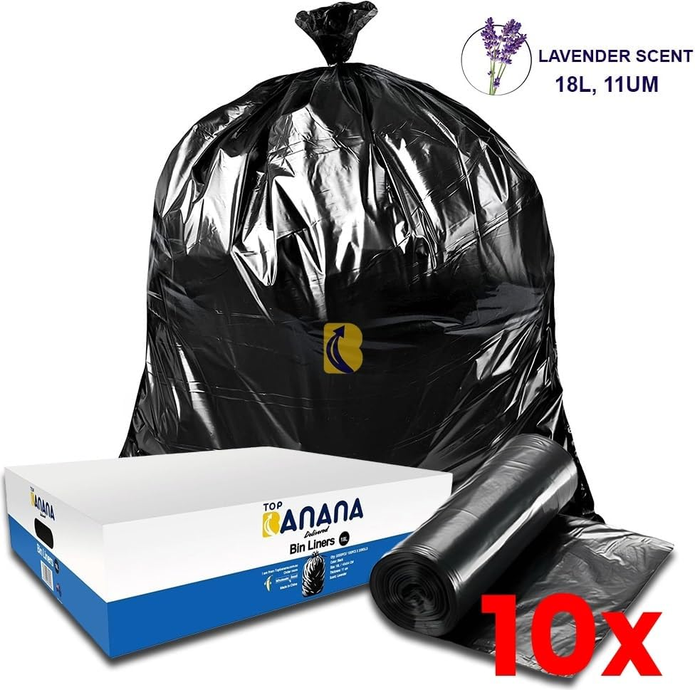 Garbage Bags 18L Carton of 2,000 - Black Rubbish Bin Liners 54 X 45 Cm - 11 Um Standard Thickness - Lavender Scented Waste Bags for Offices, Commercial Spaces, Household & Cleaning (Pack of 10) image number 6