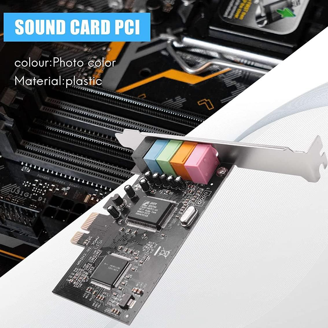 Tunghey Pcie Sound Card, 5.1 Internal Sound Card for PC Windows 7, 3D Stereo Pci-E Audio Card, CMI8738 Chip 32/64 Bit Sound Card PCI Express Adapter (1Pack)