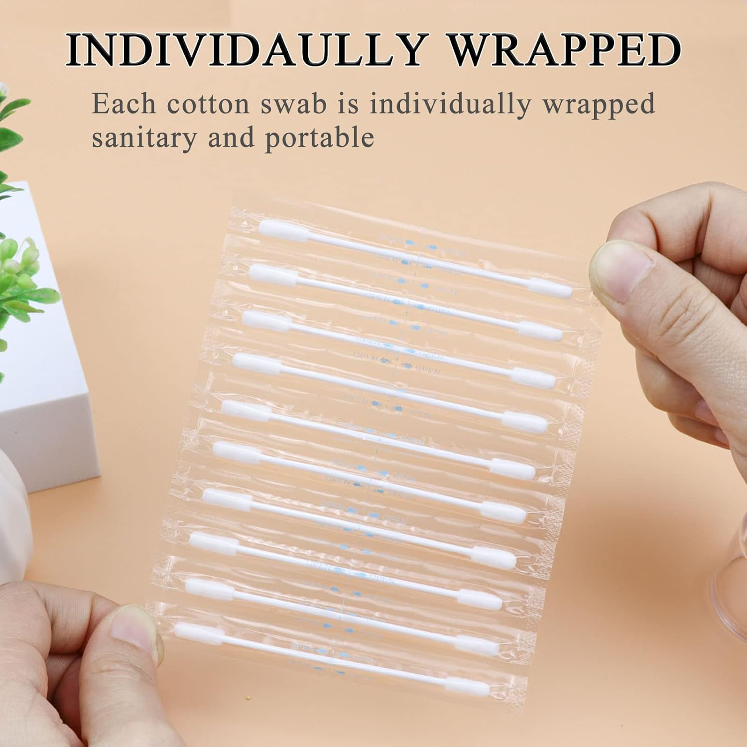 Olive Oil Makeup Remove Cotton Swabs - Individually Wrapped Double Tipped Paper Sticks, 100 Count (Long End) image number 1