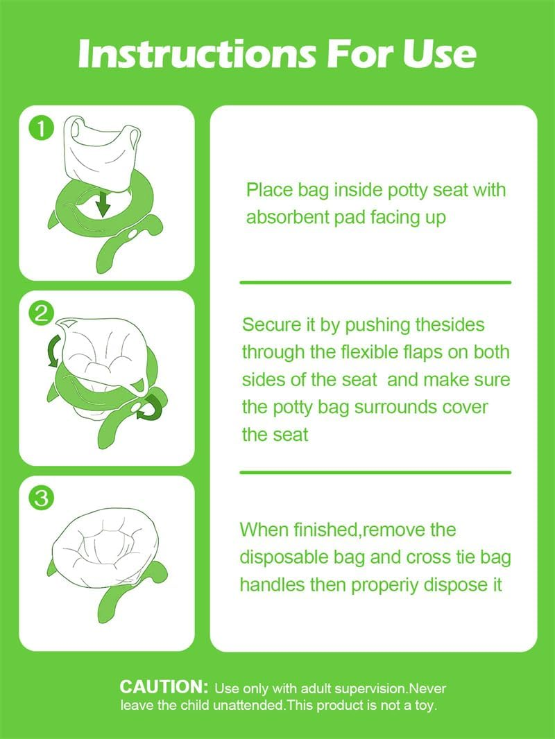 80 Disposable Potty Bags, Potty Liners Compatible with OXO Tot 2-In-1 Go Potty, Potty Refill Bags for Toddler Toilet, Universal Potty Training Bags Fit Most Potty Chairs, Seats, Portable Travel Toilet image number 5