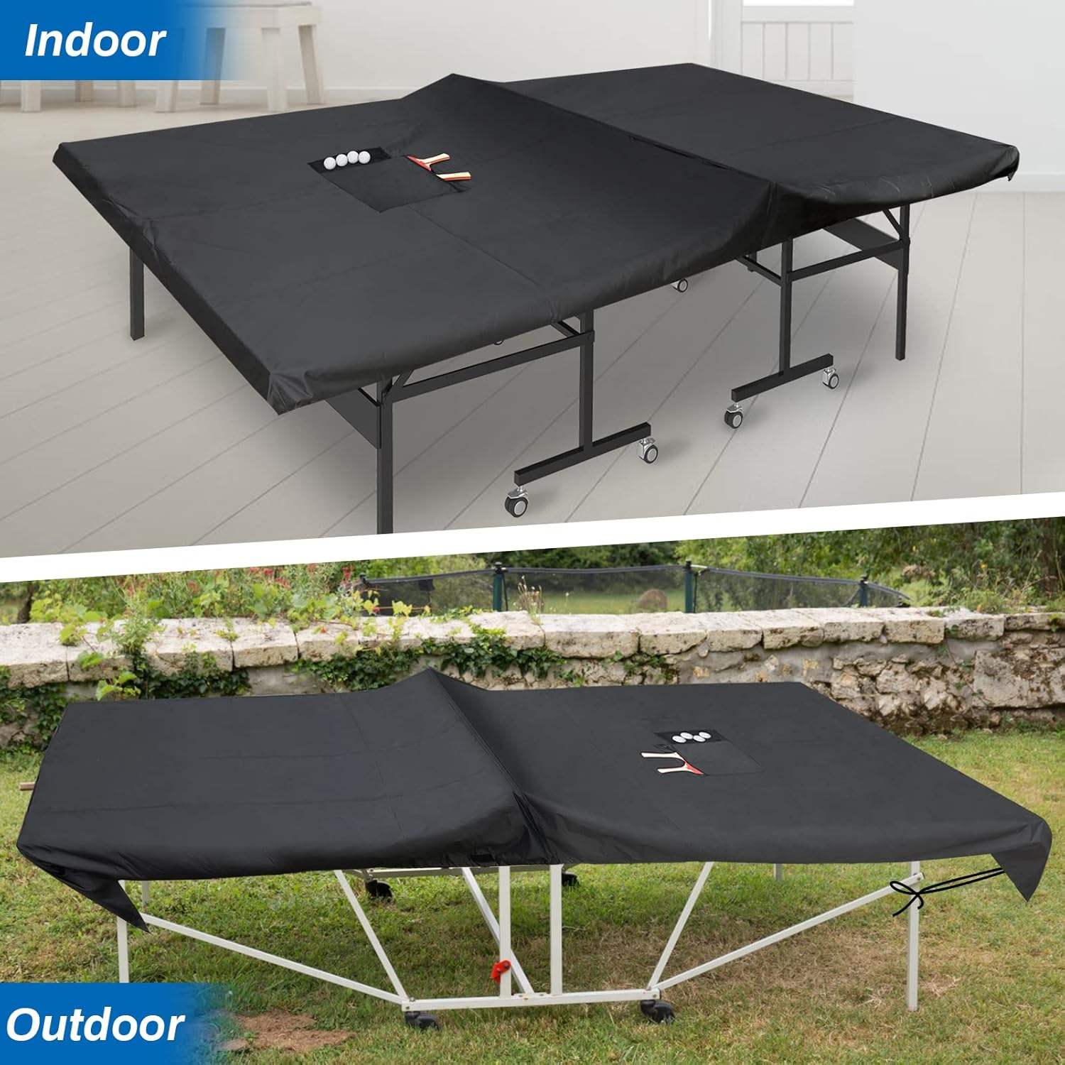 Coolrunner Ping Pong Table Cover - Waterproof Indoor & Outdoor, 420D Oxford Fabric for Folding & Flat Tables image number 5