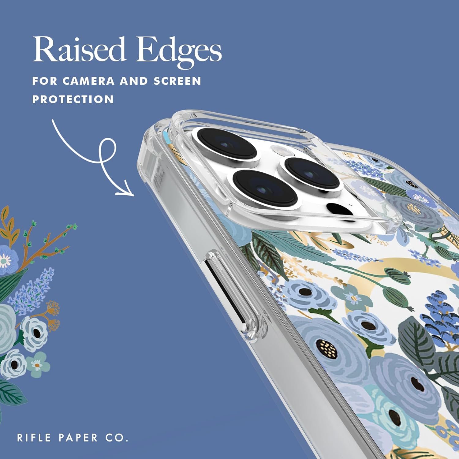 Rifle Paper Co. Iphone 15 Pro Max Case [Compatible with Magsafe] [12Ft Drop Protection] Cute Iphone Case 6.7" with Floral Pattern, Anti-Scratch Tech, Shockproof Material, Slim Fit - Garden Party Blue image number 1