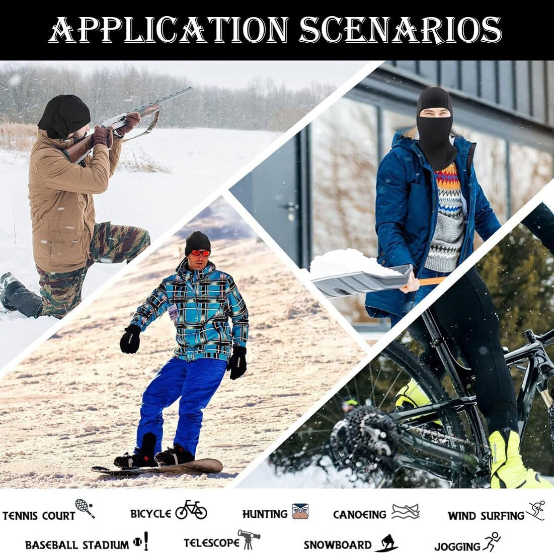 Balaclava Face Mask Men Summer Cooling Balaclava Ski Mask Beanie for Women Ski Cap Balaclava Full Face Mask Head Cover Mask, a Black, Large image number 1