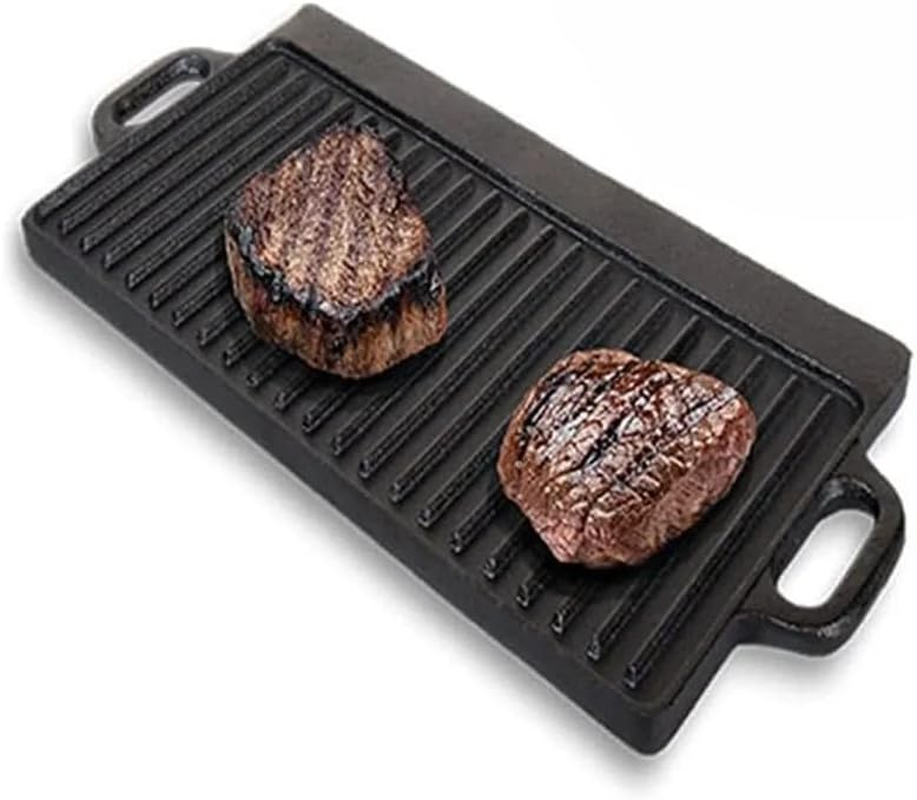 1X Cast Iron Griddle 50X23CM - Double-Sided Flat/Ridged Design, Griddle Pan for Stovetop, Camping & Fire Pit, Perfect for Grill BBQ, Steaks, Vegetables image number 4