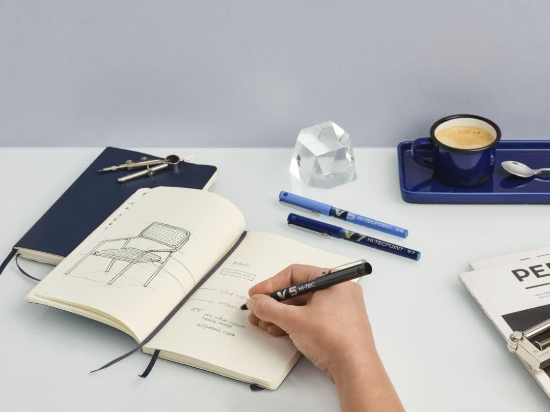 Pilot V5 Hi-Tecpoint Extra Fine Rollerball Pen 0.5Mm Nib Tip, Business Colour Black Blue Red image number 6