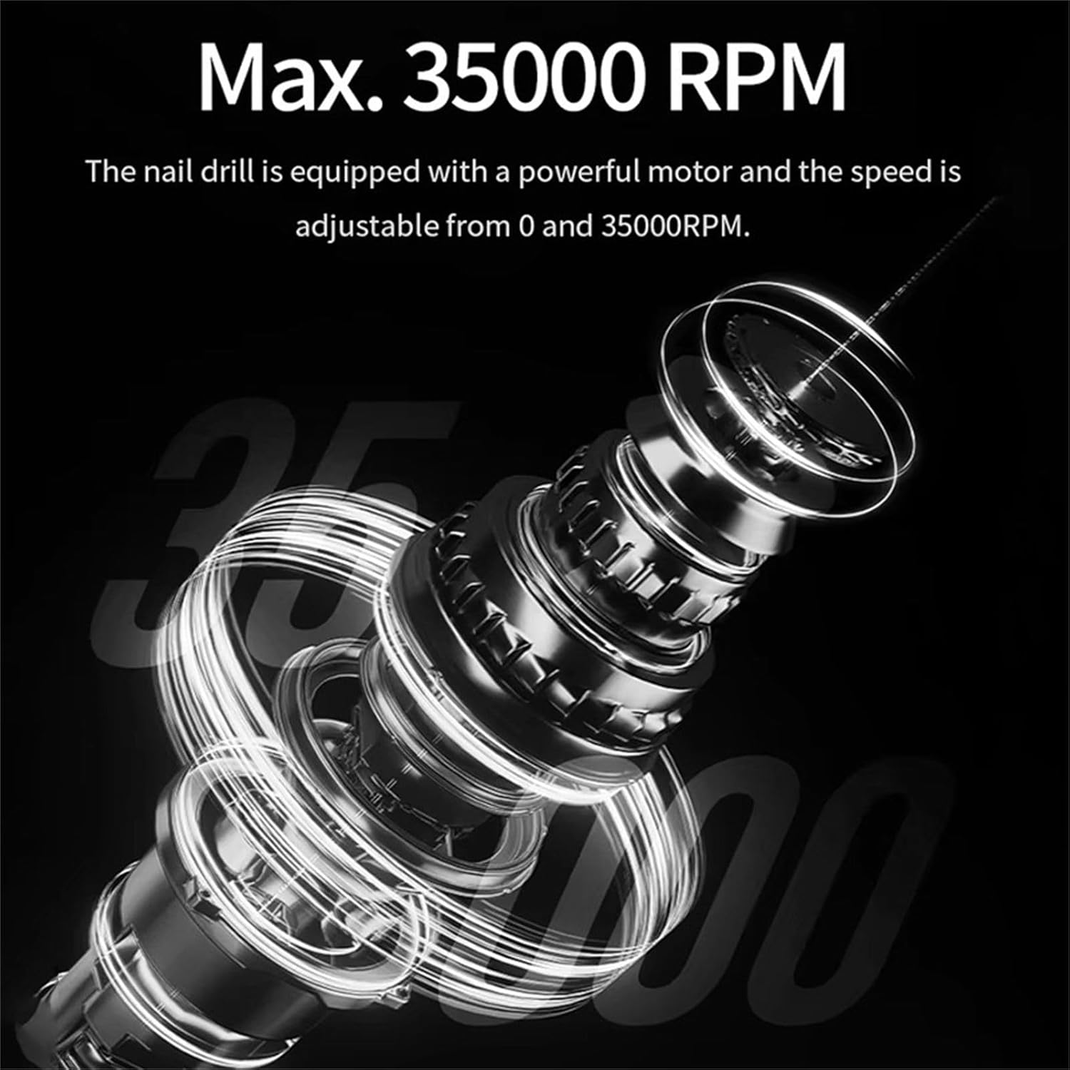 Bouzaak Professional Electric Nail Drill Kit,Diamond Shiny Rechargeable Nail Grinding Machine Low Noise Nail Polishing for Acrylic Gel Nails image number 3