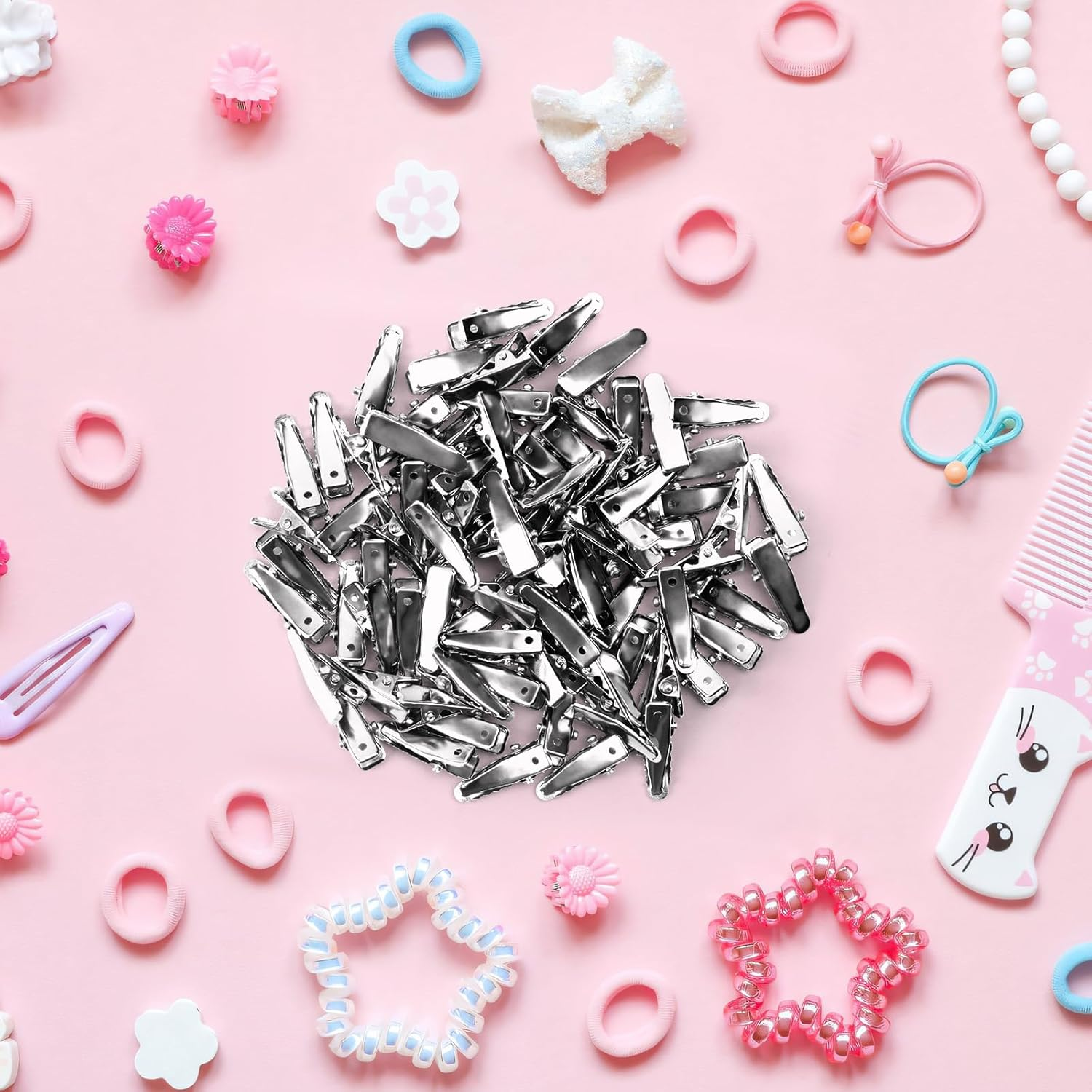 Pack of 80 Silver Small Hair Clips, Metal Hairdresser Alligator Clips, Alligator Small Hair Clips, Women'S Hair Clips, Hairdressing Supplies, for Hair Accessories, Craft Accessories, DIY Accessories image number 1