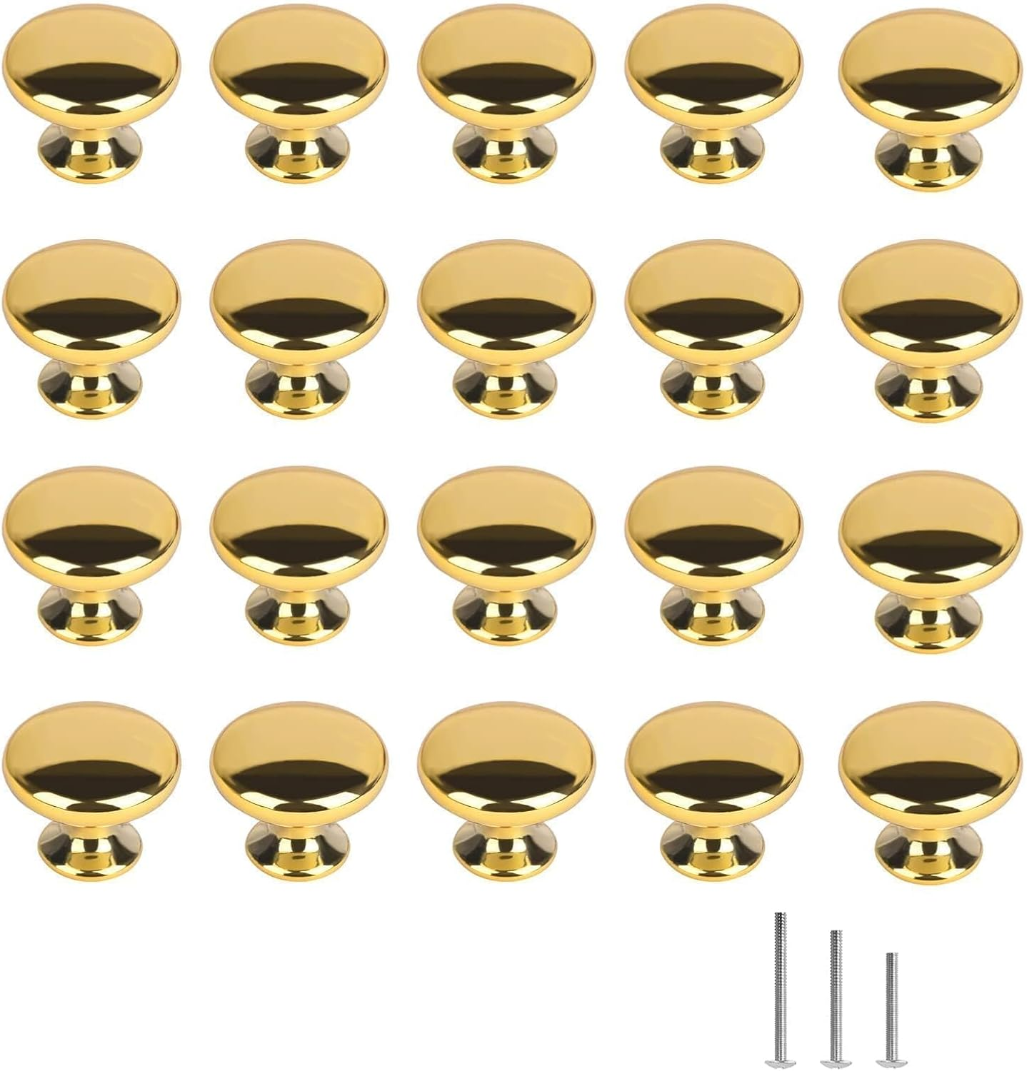 Octinpris Gold Drawer Knobs Polished Chrome Cabinet Hardware round Mushroom Gold Cabinet Knob Pull Handle 30Mm/1.18" for Kitchen Cupboard Furniture Chest Door Dresser Bathroom (10Pack)