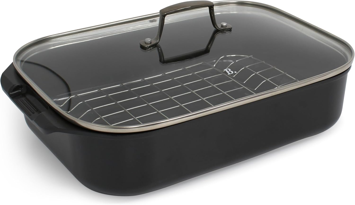 Blu. Cookware 34X24 Roaster with Lid, Roasting Rack - Toxin-Free, Durable Non-Stick Ceramic, Recycled Aluminium, Pfa/Pfoa-Free Roasting Pan Suitable for All Hobs, Includes Bamboo Cleaning Brush image number 3
