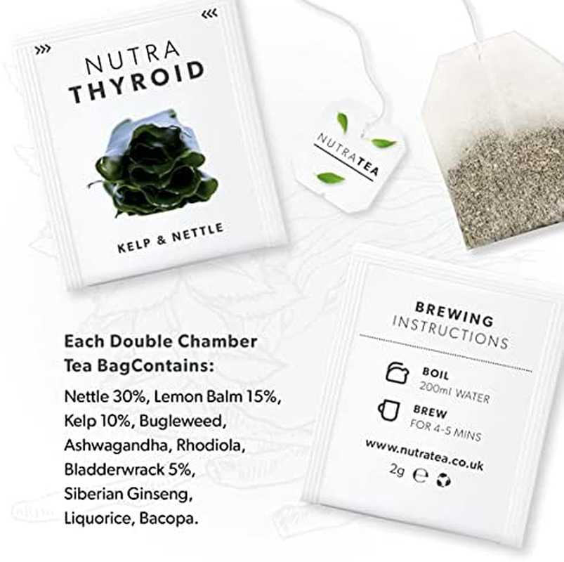 NUTRATHYROID - Thyroid Health Tea | Metabolism Tea - Providing Thyroid Support - Includes Kelp, Bladderwrack & Ashwagandha - 20 Enveloped Tea Bags - by Nutra Tea - Herbal Tea image number 3