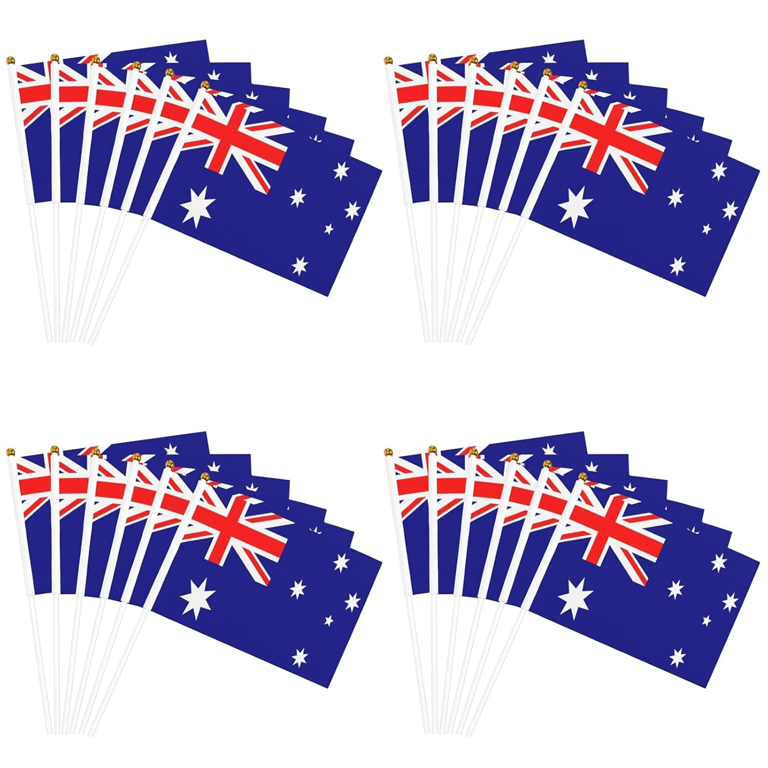 Handheld Australian Flag,Yqqzq 24Pcs Vivid Color and Fade Resistant Handheld Mini Flag