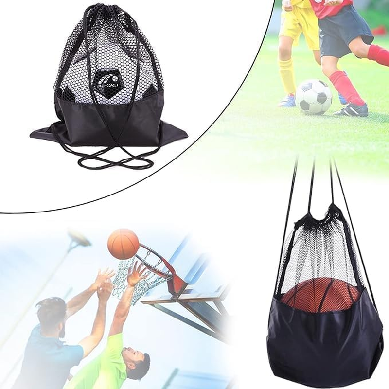 Drawstring Mesh Sports Ball Bag - 2Pcs Basketball Carrying Net for Football, Athletic Gear, Sport Game Ball Storage - Heavy Duty Backpack image number 5