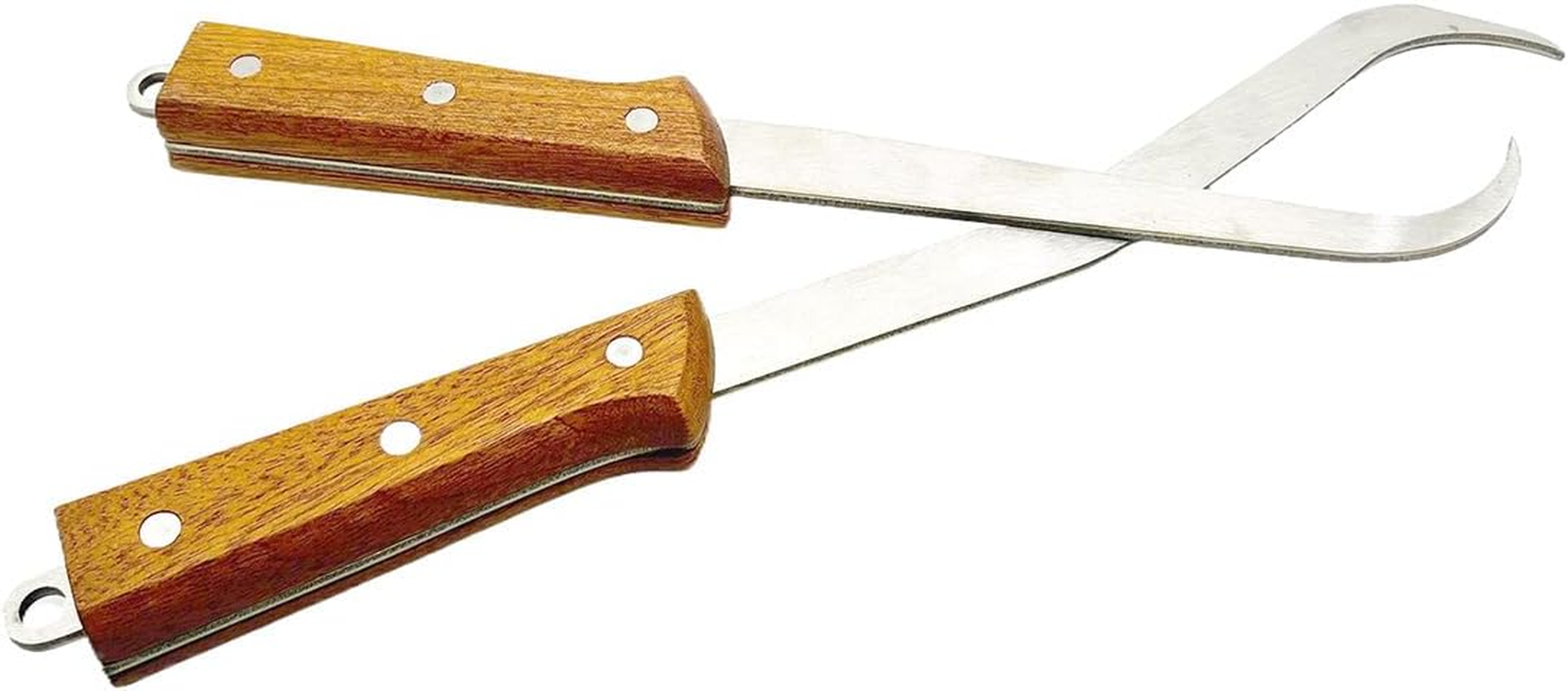 New Upgraded 2Pcs Wooden Handle Hooked Crevice Gold Crevice Digging Tool 11&ldquo; + 12.5&rdquo; Made of 304 Stainless Steel image number 2