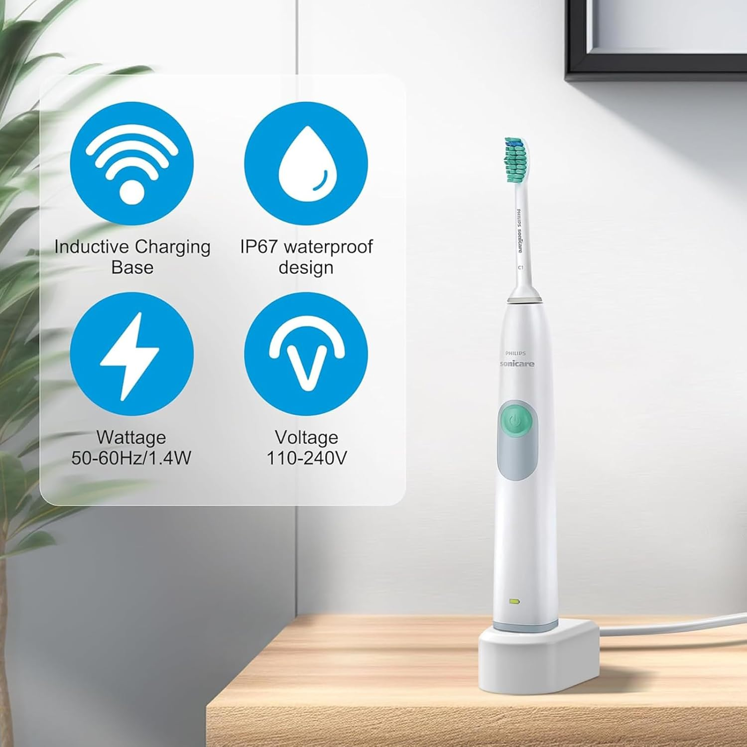USB Replacement Charger Base for Philip-S Electric Toothbrush HX6100, Portable Charger Base for Philips HX3000 / HX6000 / HX8000 / HX9000 Series,Ipx7 Waterproof Travel Power Cord