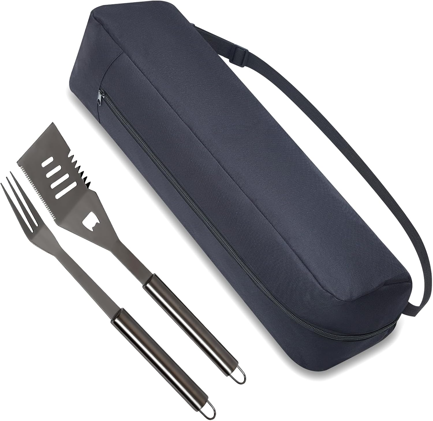 Amylove 1 Pc Grill Tool Storage Bag BBQ Utensil Grilling Bag Oxford Cloth Black image number 1