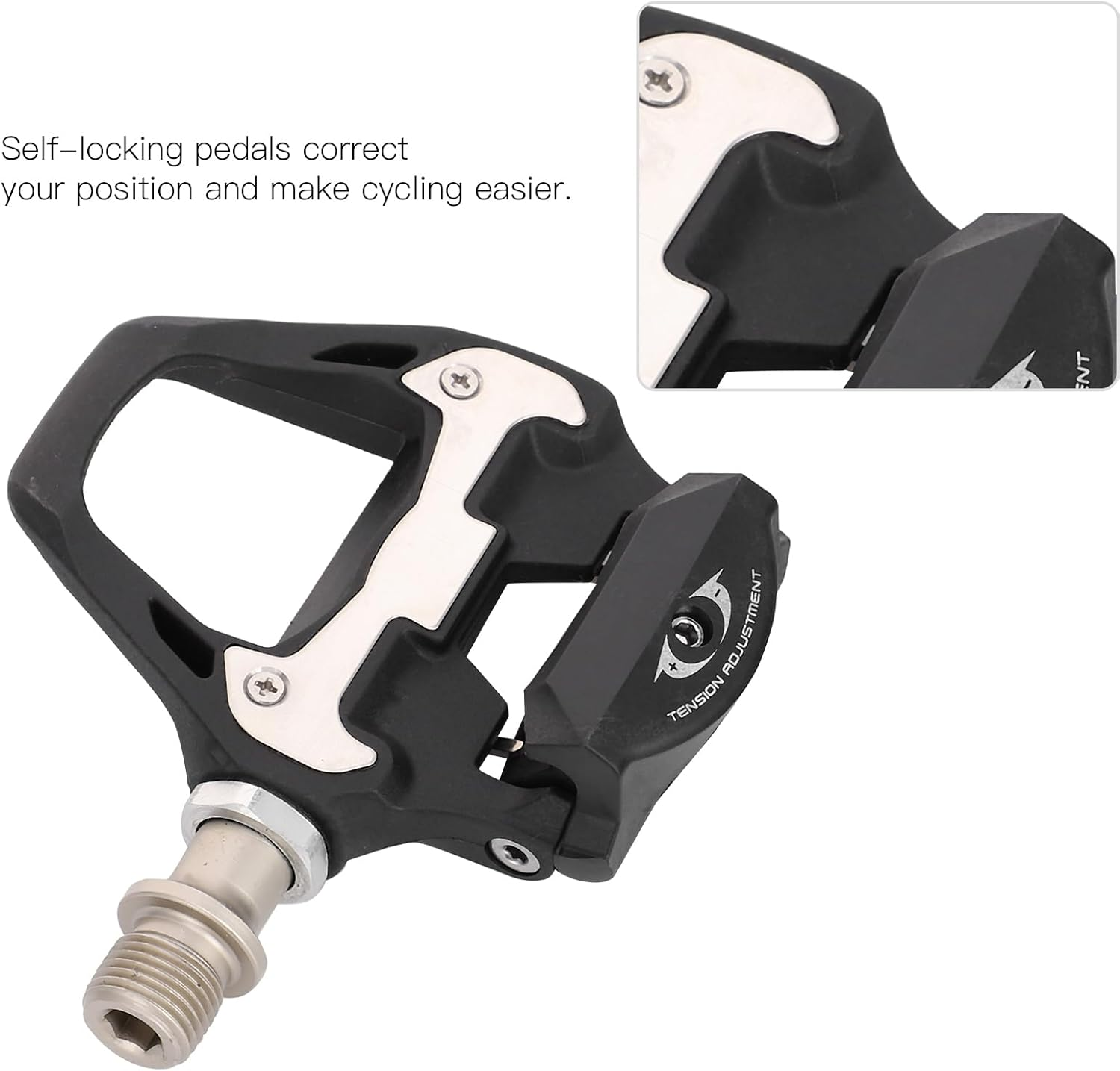 Bike Pedals, Mountain Bike Pedals of 9/16 Inch, Pedals with Removable Spanner and 1 Pair Lock Cleat, Wide Paltform and Lightweight of Fooker Pedals image number 3