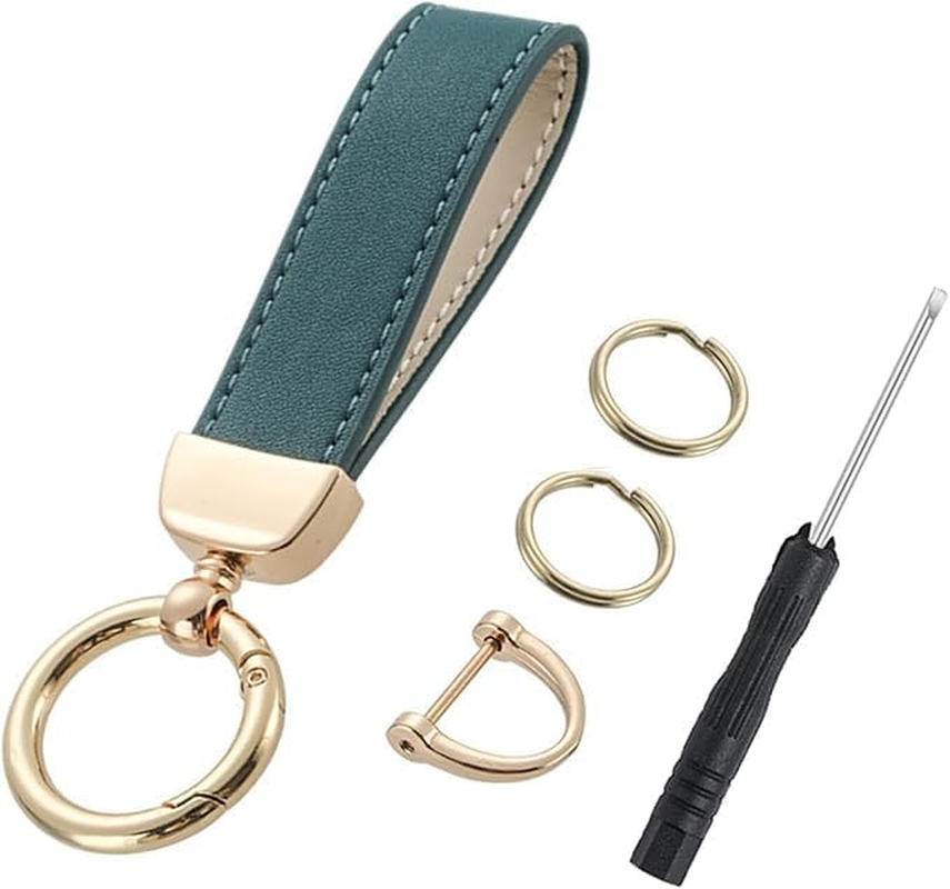 Car Keychain Microfiber Leather Key Chain for Men Women,Universal Car Accessories for Keys Fobs 360 Degree Rotatable with Anti-Lost D-Ring 2 Key Ring and 1 Mini Screwdriver