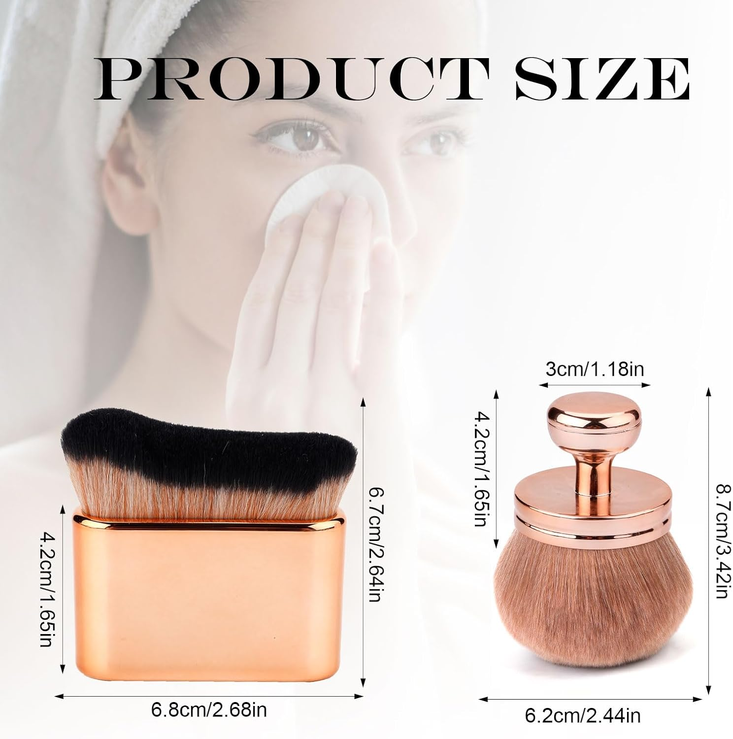 2Pcs Extra Large Self Tanning Brush, Self Tanner Applicator Foundation Makeup Brushes Spray Tan Blending Brush Oval Body Brush Makeup for Blusher Legs Arms Face Body (Rose Gold)