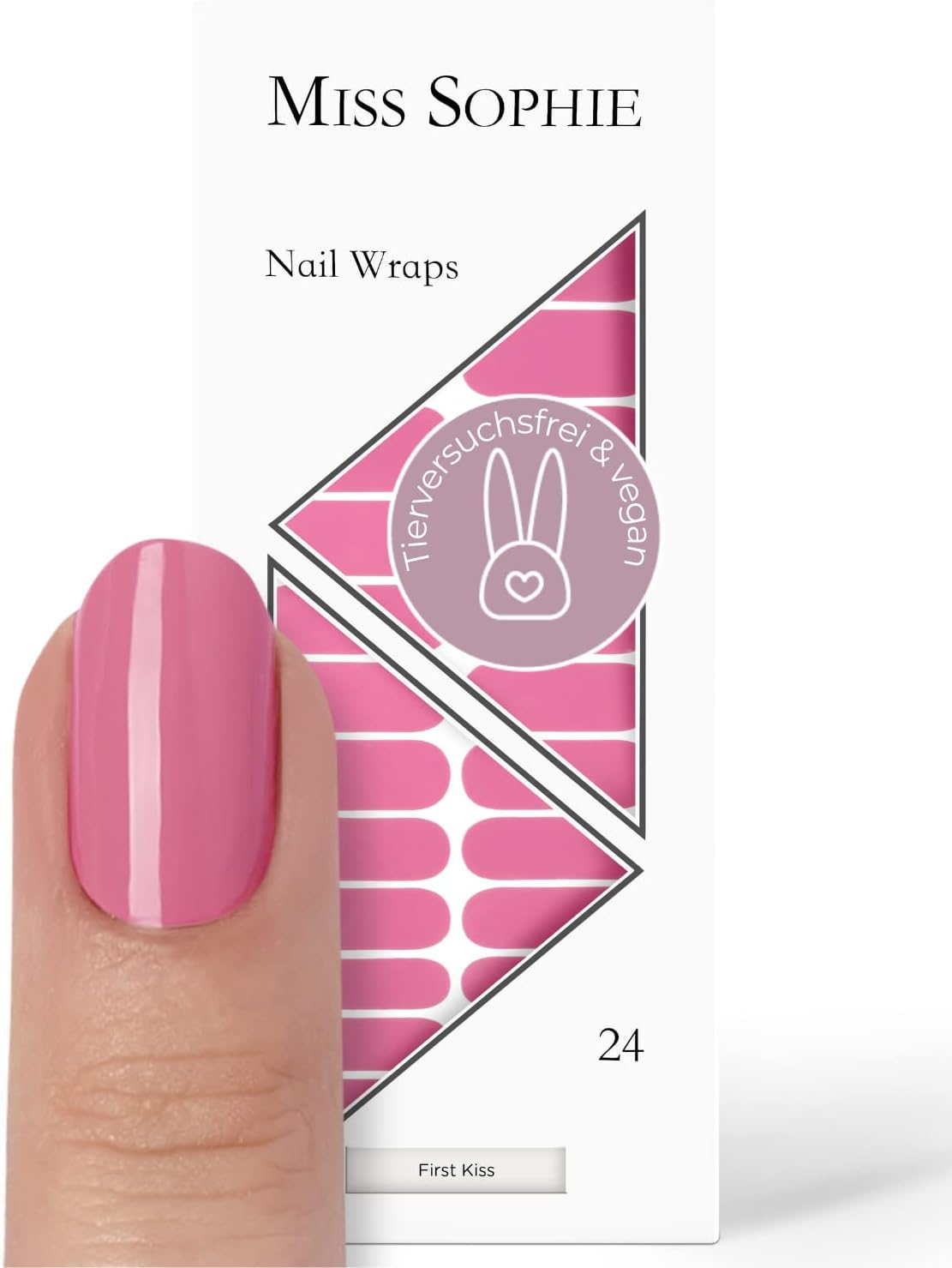 Miss Sophie First Kiss Nail Wraps 24 Ultra Thin Self-Adhesive Long-Lasting Pink Nail Foils - Black Velvet image number 7