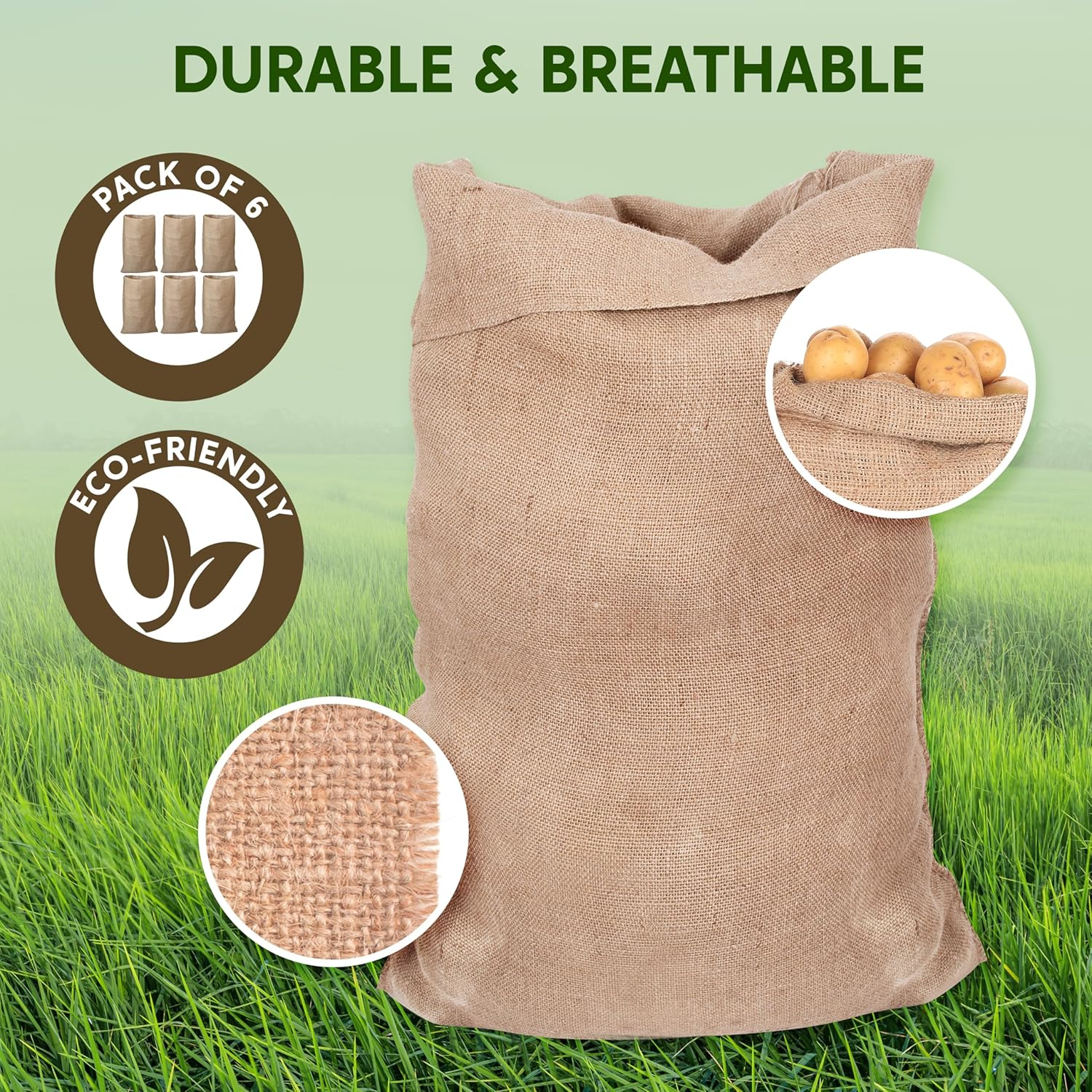 JOYIN 6 Pack Large Burlap Potato Sack Race Bags, 39" X 25" Potato Sacks Racing Bags for Kids & Adults,Outdoor Play, Family Reunion, Outdoor Picnic Party, outside Yard Lawn Easter Carnival Games image number 6