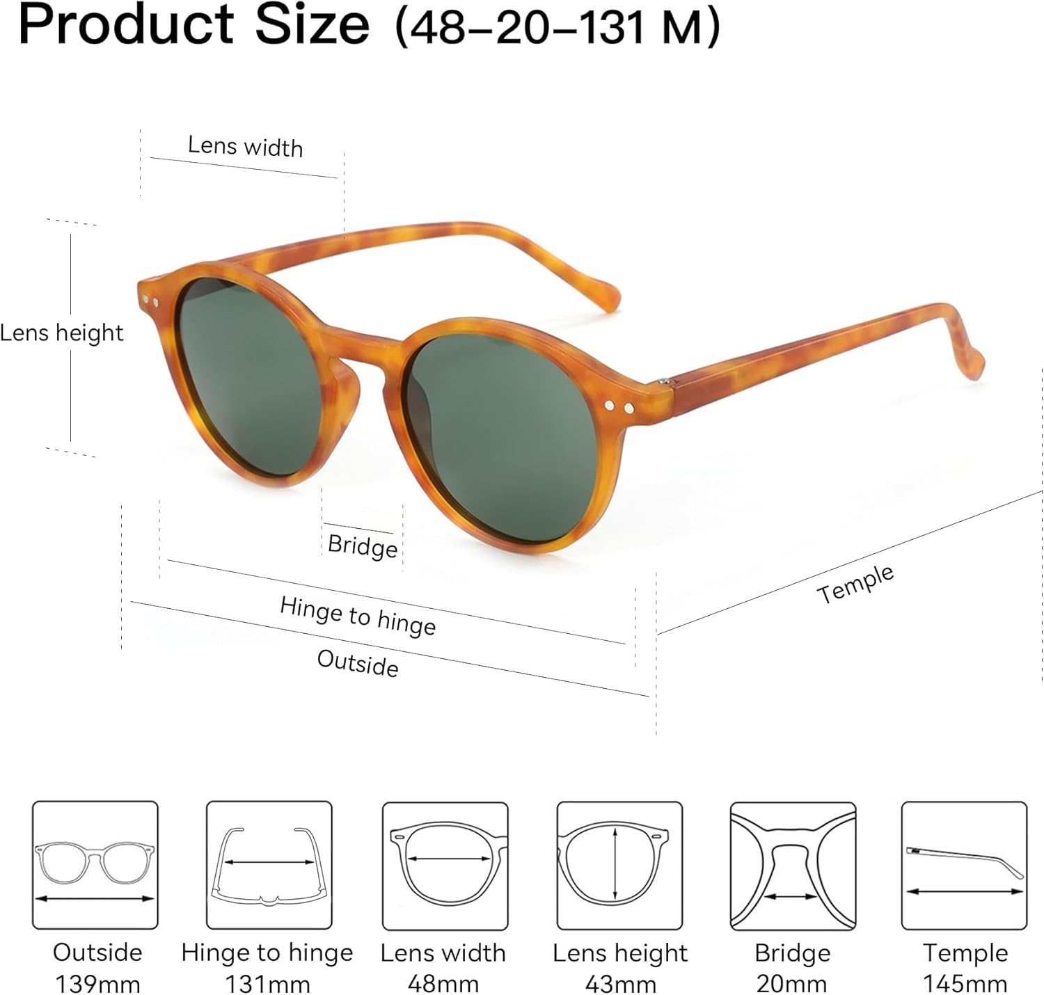 ZENOTTIC Polarized round Sunglasses, Stylish Small Sunglasses for Men and Women Retro Classic, Multi-Style Selection - C01 Black Frame Black Lens image number 7