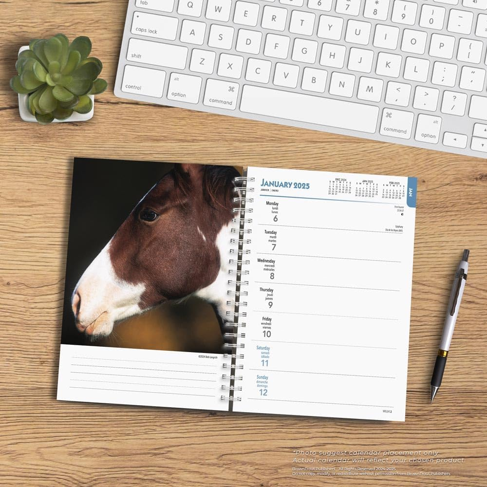 Horse Lovers | 2025 6 X 7.75 Inch Spiral-Bound Wire-O Weekly Engagement Planner Calendar | New Full-Color Image Every Week | Browntrout | Animals Equestrian image number 2