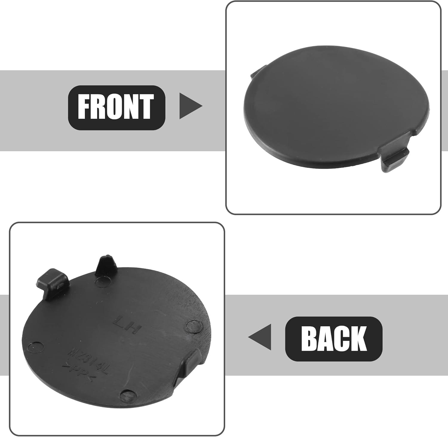 ACROPIX Car Rear Left Right Bumper Towing Tow Eye Hook Cover Cap Fit for Mazda 3 2014-2018 - Pack of 2 Black