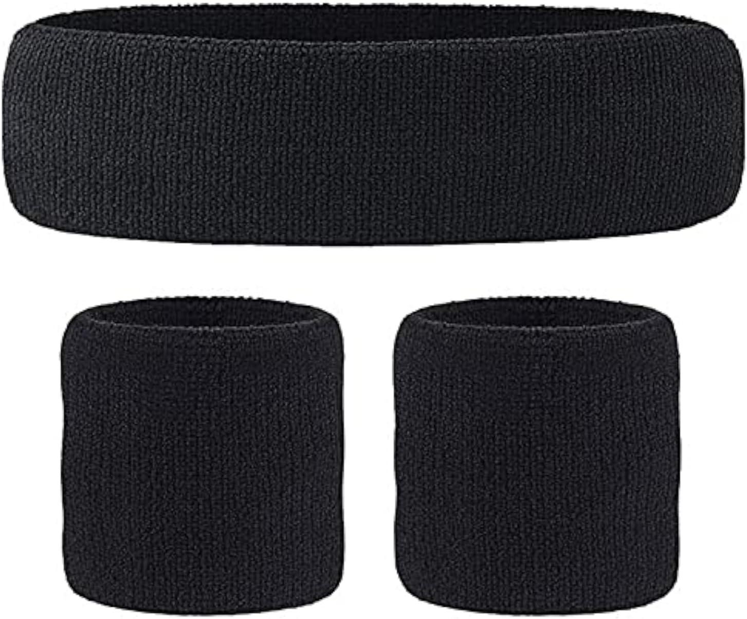 Proxima Direct Sweatbands Set, Including 1 Sports Headband +2 Wrist Sweatbands Sweat Band for Women Men Girls Boys, Super Comfy Sports Sweatband for Gym Workout Yoga Soccer Boxing Tennis