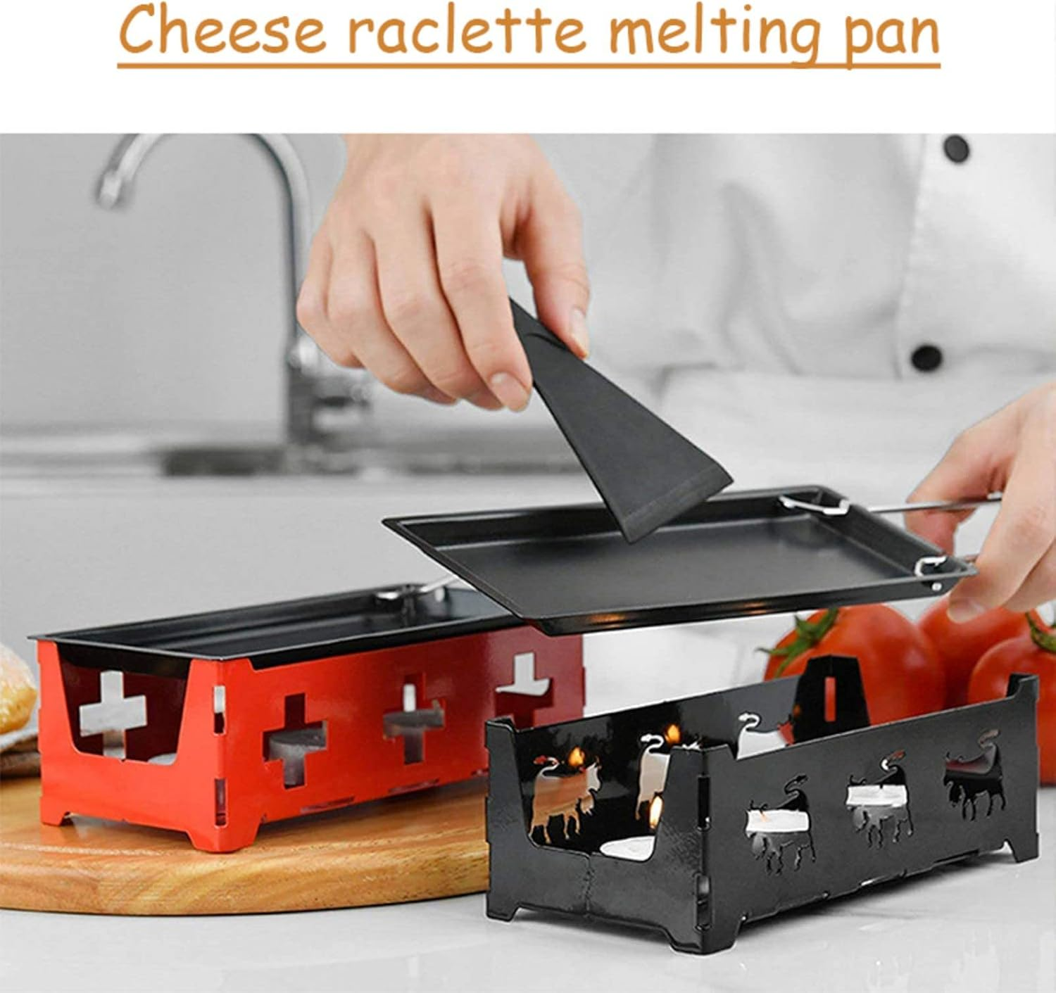 Fantasyday Mini Raclette Set,Portable Foldable Non Stick Rotaster Baking Tray Stove Set,Suitable for Cheese, Meat, Fish, and Vegetables(Not Included Candles) image number 3