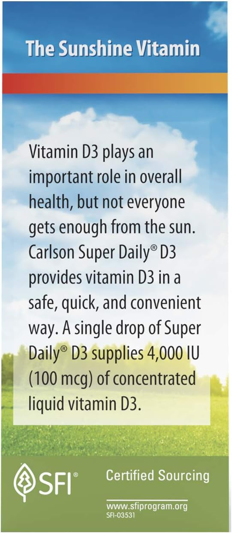 Carlson - Super Daily D3 4,000 IU (100 Mcg) per Drop, Vitamin D Drops, Immune Support, Heart Health, Liquid Vitamin D3, Unflavored, 90 Drops image number 5