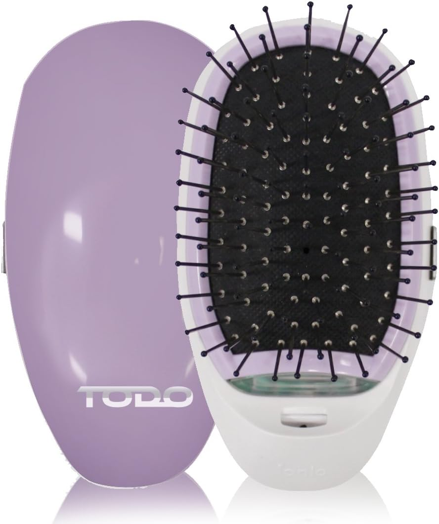 Todo Straightening Ionic Hair Brush Instant Smooth Silky Hair Stainless Steel Lavender image number 3