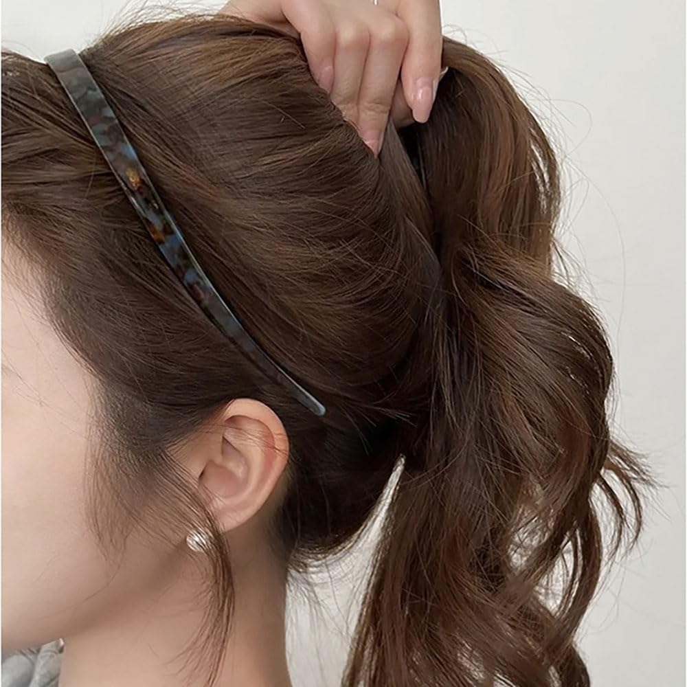 Pack of 4 Cute Headbands Women'S Non Slip Hair Band Women'S Acetic Acid Headband Women'S with Teeth Comb Headband Curved Glasses Design Headband Women'S Cute Colourful Hair Bands Women'S Hair image number 3