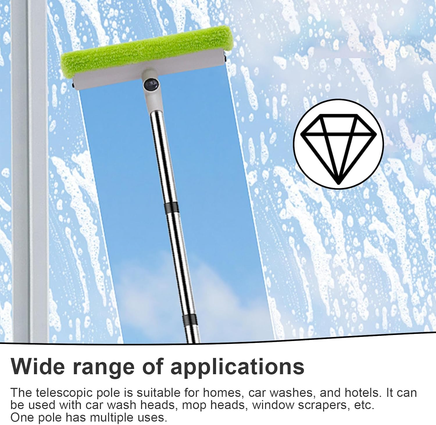 SRJQXH Broom Telescopic Handle 1 Set Stainless Steel Telescopic Poles Spliced Cleaning Rod Telescopic Rod Window Cleaning for Home, Hotel, School